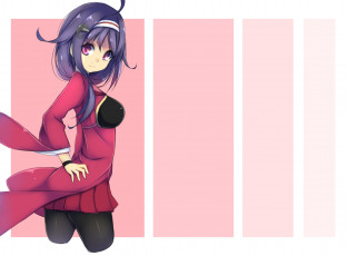 Картинка аниме kantai+collection ryuuhou взгляд kantai collection девушка syow kancolle розовый фон полосы