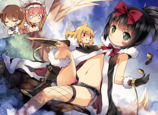 Картинка аниме saki miyanaga kunihiro hajime haramura nodoka character девочка оружие saru