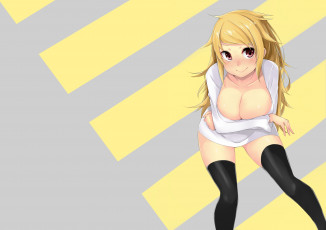 Картинка аниме unknown +другое жёлтые полосы фон девушка взгляд арт syow