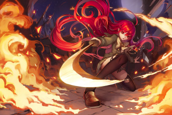 Картинка аниме shakugan+no+shana shakugan no shana рыжая девушка арт огонь меч loewy