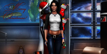 Картинка видео+игры mass+effect девушка фон взгляд