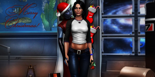 Обои картинки фото видео игры, mass effect, девушка, фон, взгляд