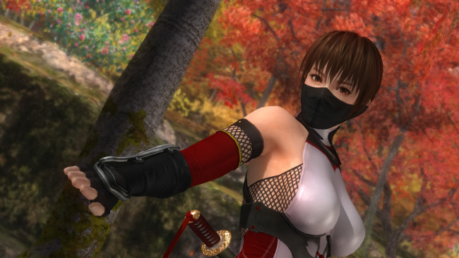 Обои картинки фото видео игры, dead or alive 5, оружие, фон, взгляд, девушка