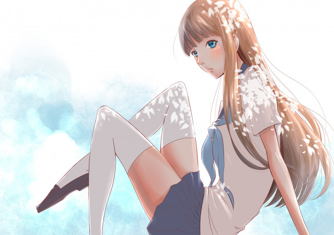 Обои картинки фото аниме, unknown,  другое, девушка, арт, взгляд, школьная, форма