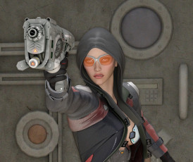 Картинка 3д+графика фантазия+ fantasy взгляд девушка фон оружие