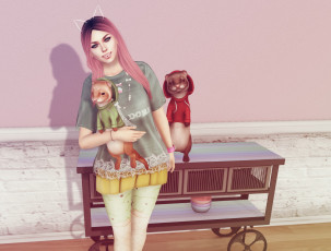 Картинка 3д+графика люди+ people фон взгляд девушка