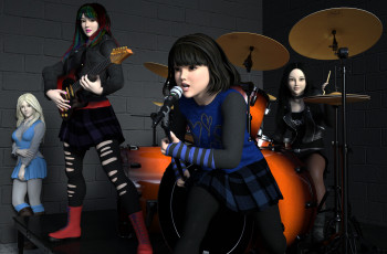 Картинка 3д+графика люди+ people фон девушки взгляд мпкрофон