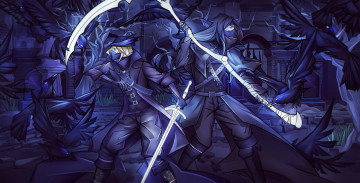 Картинка видео+игры bloodborne плащ птицы вороны кома ворон арт охотник меч маска шляпа