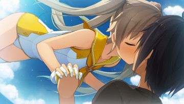 Картинка аниме aokana фон взгляд девушка