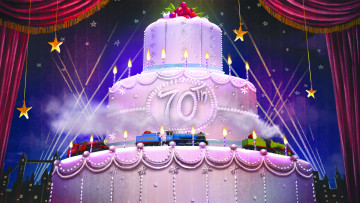 обоя thomas and friends, мультфильмы, торт, паровозы