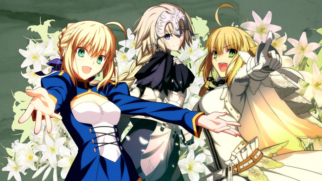 Обои картинки фото аниме, fate, stay night, девушки
