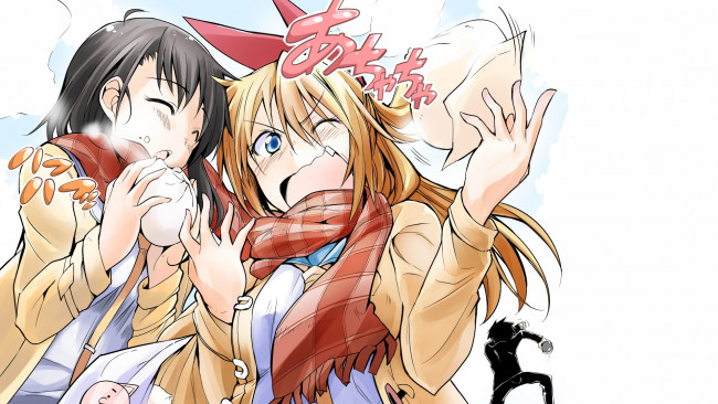 Обои картинки фото аниме, nisekoi, фон, взгляд, девушки