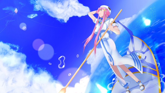 Обои картинки фото aria, аниме, девушка, фон, взгляд