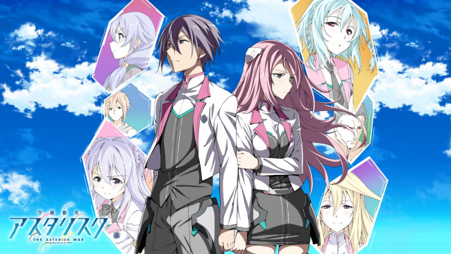 Обои картинки фото the asterisk war, аниме, gakusen toshi asterisk, взгляд, фон, девушки