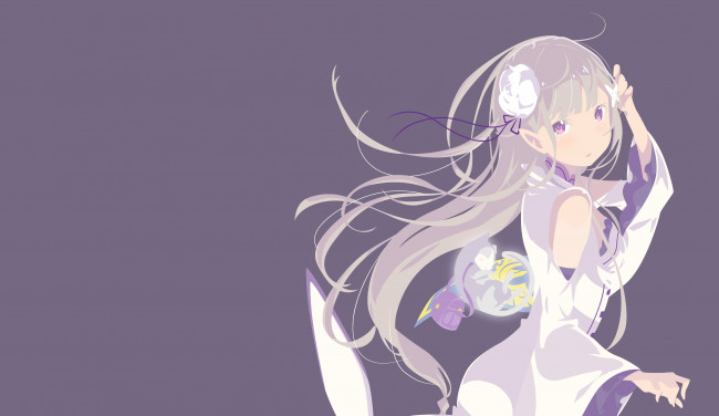 Обои картинки фото аниме, re,  zero kara hajimeru isekai seikatsu, девушка, фон, взгляд