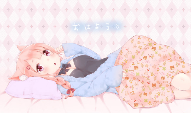 Обои картинки фото аниме, животные,  существа, девочка