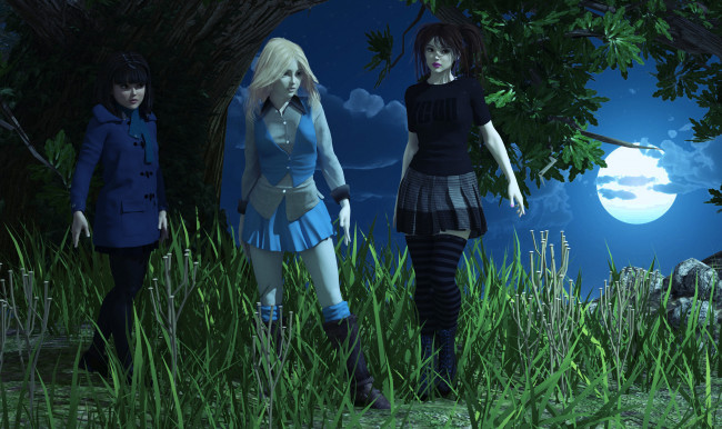 Обои картинки фото 3д графика, люди , people, фон, взгляд, девушки