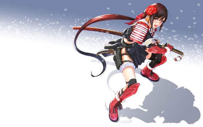 Обои картинки фото аниме, оружие,  техника,  технологии, девочка, меч