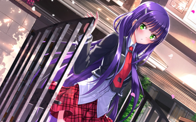 Обои картинки фото anne-happy, аниме, anne happy, фон, взгляд, девушка