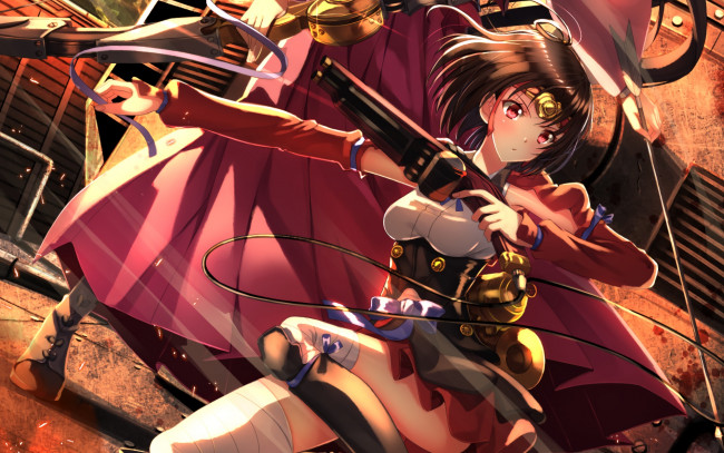 Обои картинки фото koutetsujou no kabaneri, аниме, девушка, фон, взгляд