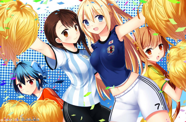 Обои картинки фото аниме, nisekoi, девушки, взгляд, фон