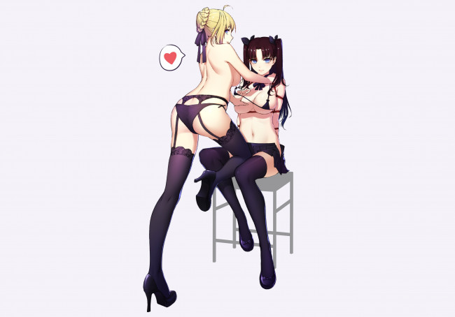 Обои картинки фото аниме, fate, stay night, девушки