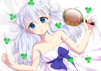 Картинка аниме gochuumon+wa+usagi+desu+ka фон взгляд девушка