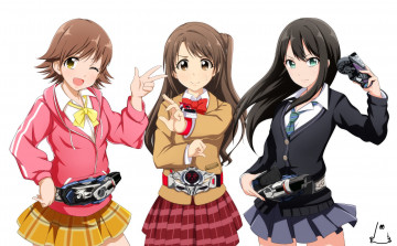 Картинка аниме idolm@ster девушки взгляд фон