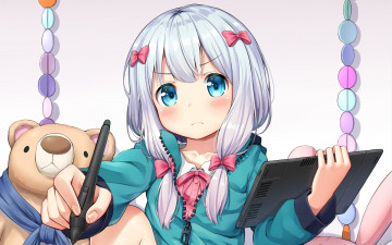 Картинка аниме eromanga-sensei девушка взгляд фон