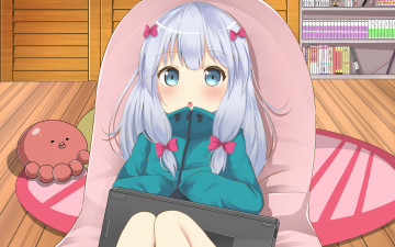 Картинка аниме eromanga-sensei взгляд фон девушка