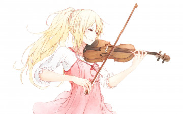 Картинка аниме shigatsu+wa+kimi+no+uso девушка взгляд фон