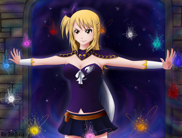 Обои картинки фото аниме, fairy tail, люси