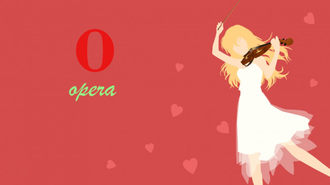 Обои картинки фото компьютеры, opera, фон, девушка, взгляд, логотип