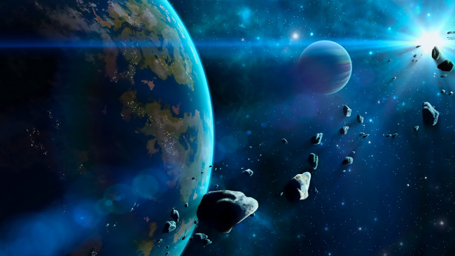 Обои картинки фото космос, арт, вселенная, звезды, галактика, планеты