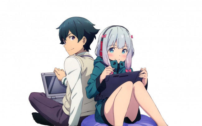 Обои картинки фото аниме, eromanga-sensei, девушка, взгляд, фон