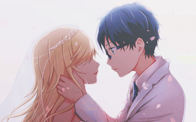 Обои картинки фото аниме, shigatsu wa kimi no uso, девушка, взгляд, фон