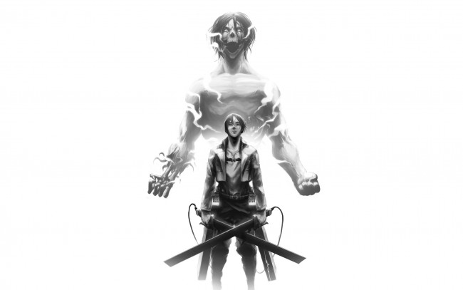 Обои картинки фото аниме, shingeki no kyojin, атака, титанов