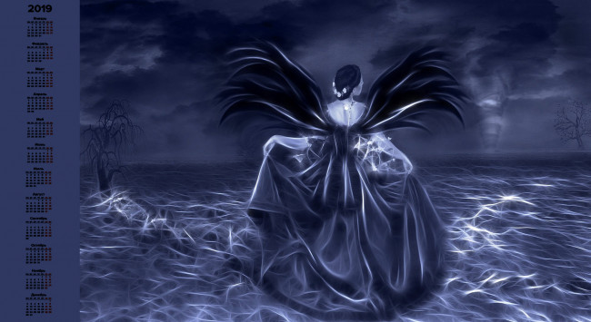 Обои картинки фото календари, фэнтези, крылья, девушка