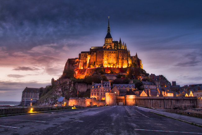 Обои картинки фото mont saint michel, города, крепость мон-сен-мишель , франция, простор