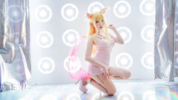 Картинка девушки -+креатив +косплей league of legends ари ушки хвост каблуки hokoro