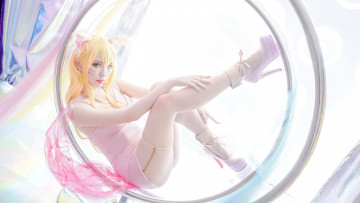 Картинка девушки -+креатив +косплей league of legends ари блондинка ушки каблуки hokoro