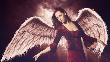 Картинка фэнтези фотоарт девушка фон крылья