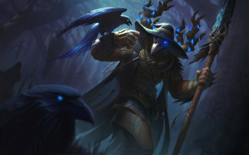 Картинка видео+игры smite существо фон ворон посох маска