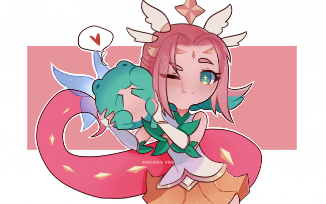 Обои картинки фото видео игры, league of legends, девочка, хвост, жаба, нико