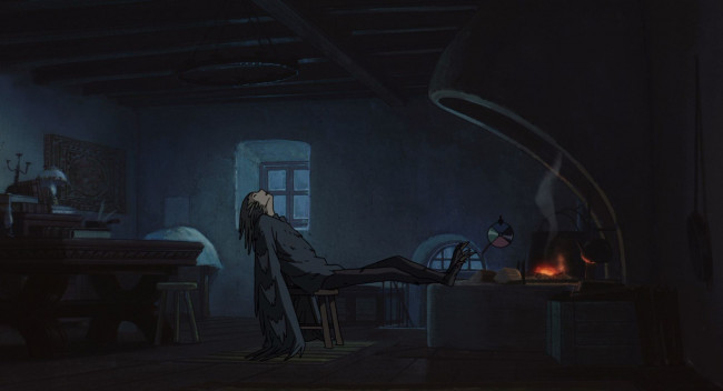 Обои картинки фото аниме, howl`s moving castle, мужчина, крылья, камин