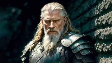 Картинка фэнтези люди нейросети графика нейроарт ai art нейронные сети рисунки нейро искусство старый воин борода доспехи