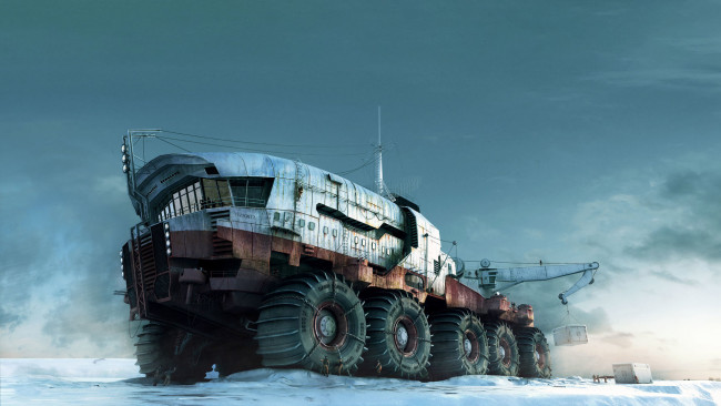 Обои картинки фото фэнтези, транспортные средства, нейросети, графика, нейроарт, ai, art, нейронные, сети, рисунки, нейро, искусство, вездеход, лед, зима, снег, холод