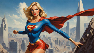 обоя рисованное, комиксы, supergirl