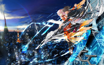 Картинка аниме guilty crown девушка город