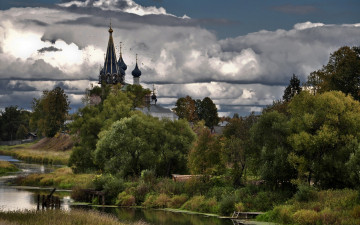 Картинка города православные церкви монастыри храм небо река природа